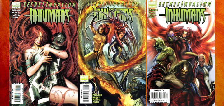 Imágenes de "Secret Invasion: Inhumans" #1, #2 y #3 (2008). 